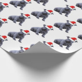 Papier Cadeau Blue Frenchie Bulldog Santa Hat (Coin)