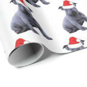 Papier Cadeau Blue Frenchie Bulldog Santa Hat (Coin rond)