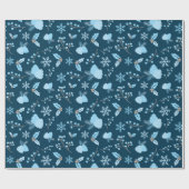Papier Cadeau Blue Frost Elegance Snowflakes et Pinecone Winter (Plat)