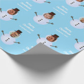 Papier Cadeau Blue Funky Custom Face Snowman Joyeux Noël (Coin)