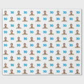 Papier Cadeau Blue Funny Face Gift Wrapping Paper for Men (Plat)