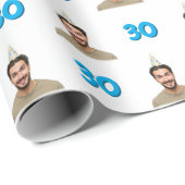 Papier Cadeau Blue Funny Face Gift Wrapping Paper for Men (Coin rond)