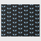 Papier Cadeau Blue Glowing Angel Wings on black background (Plat)