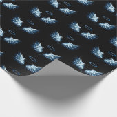 Papier Cadeau Blue Glowing Angel Wings on black background (Coin)