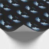Papier Cadeau Blue Glowing Angel Wings on black background (Coin)