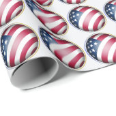 Papier Cadeau Blue Gold, Argent encadré États-Unis Drapeau mondi (Coin rond)