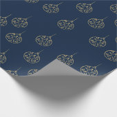 Papier Cadeau Blue Gold Motif Élégant Noël classique (Coin)