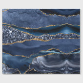 Papier Cadeau Blue Gold Parties scintillant Agate Marble tendanc (Plat)