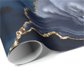 Papier Cadeau Blue Gold Parties scintillant Agate Marble tendanc (Coin rond)