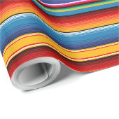 Papier Cadeau Blue Gold Red Sarape mexicaine (Coin rond)