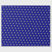 Papier Cadeau Blue & Gold Star Pattern (Plat)