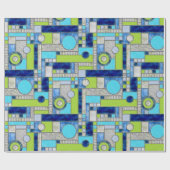 Papier Cadeau Blue Green Art Deco (Plat)