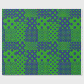 Papier Cadeau Blue Green Polka Dots Patchwork  (Plat)