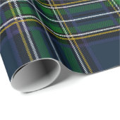 Papier Cadeau Blue Green Tartan Plaid Wrapping Paper (Coin rond)