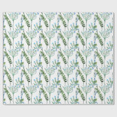 Papier Cadeau Blue Green Watercolor Wildflower (Plat)