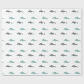 Papier Cadeau Blue Grey Beach Ocean Dolphins Anniversaire (Plat)