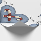 Papier Cadeau Blue Heart with Candy Canes Country Christmas (Coin)