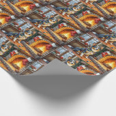 Papier Cadeau Blue Heeler Fireplace with Christmas Lights (Coin)