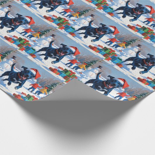 Papier Cadeau Blue Heeler Noël Festive Scène de neige (Coin)
