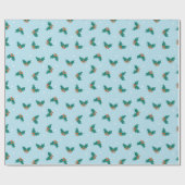 Papier Cadeau Blue Holly Leaves Classic Christmas Gift Wrap (Plat)