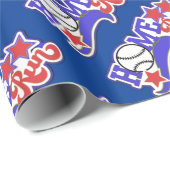 Papier Cadeau Blue Home Run Baseball (Coin rond)