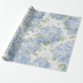 Papier Cadeau Blue Hydrangea Bouquet Gift Wrap (Déroulé)