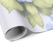 Papier Cadeau Blue Hydrangea Floral Wrapping Paper (Coin rond)