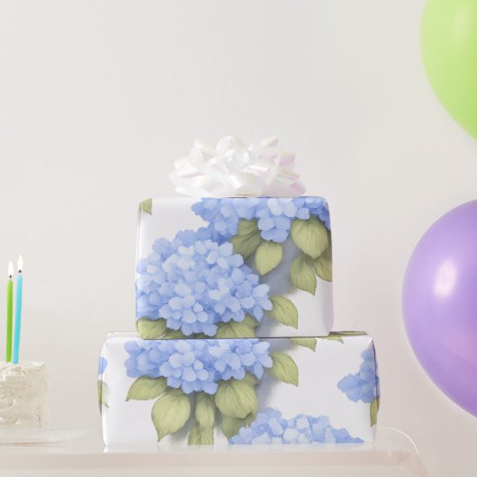 Papier Cadeau Blue Hydrangea Floral Wrapping Paper – Boutique (Cadeaux de fête)