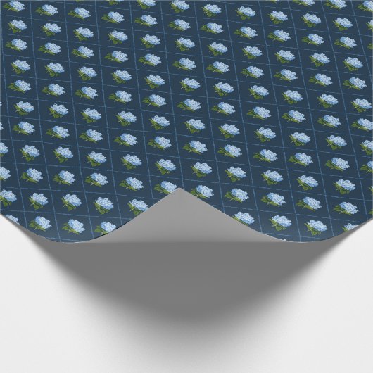 Papier Cadeau Blue Hydrangea Grandmillennial (Coin)