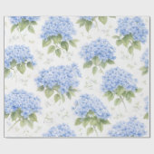 Papier Cadeau Blue Hydrangea Luxe Floral Wrapping Paper (Plat)