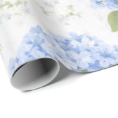 Papier Cadeau Blue Hydrangea Luxe Floral Wrapping Paper (Coin rond)