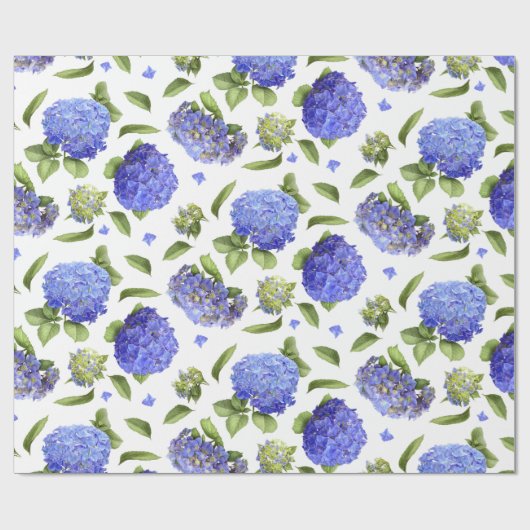 Papier Cadeau Blue Hydrangeas (Plat)