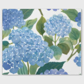 Papier Cadeau Blue Hydrangeas | Beau Floral Bush (Plat)