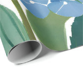 Papier Cadeau Blue Hydrangeas | Beau Floral Bush (Coin rond)