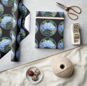 Papier Cadeau Blue Hydrangeas Fleurs Floral Nature Photographie