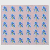 Papier Cadeau Blue Iris moderne aquarelle florale art (Plat)