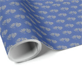Papier cadeau Blue Jean, Gray Hearts (Coin rond)