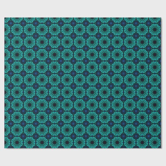 Papier Cadeau Blue Kaleidoscope Fractal Pattern (Plat)