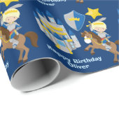 Papier Cadeau Blue Knight Renaissance Faire Blonde Boys Annivers (Coin rond)