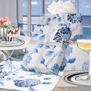 Papier Cadeau Blue Lady Moderne Vintage Grand Toile Florale Arge