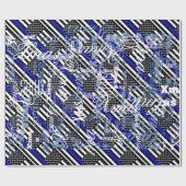 Papier Cadeau Blue Line mince américain montrent (Plat)