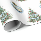 Papier Cadeau Blue Magic Ornament Christmas Tree Lights (Coin rond)