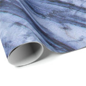 Papier Cadeau Blue & Marbre blanc Swirl Modern Chic Party (Coin rond)