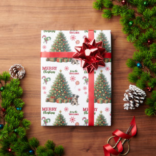 Papier Cadeau Blue Merle Australian Shepherd Puppy Holiday Tree