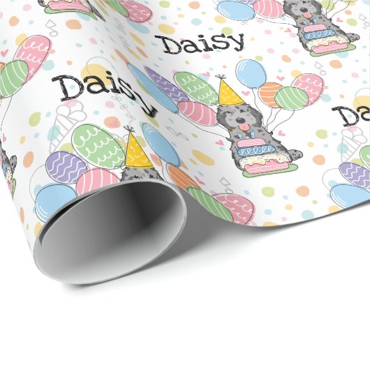 Papier Cadeau Blue Merle Cockapoo Cavapoo Chien Anniversaire (Coin rond)