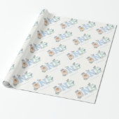Papier Cadeau Blue & Mint Baby Ducks One Photo Boy 1er Anniversa (Déroulé)