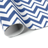 Papier Cadeau Blue Mint Zig Zag Stripe Wrapping Paper (Coin rond)