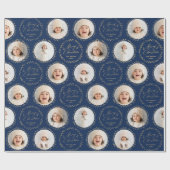 Papier Cadeau Blue Modern Script Merry Christmas Family 6 photo (Plat)