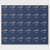 Papier Cadeau Blue Modern Soccer Bonne fête d'anniversaire (Plat)