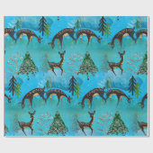 Papier Cadeau Blue Moonlight Deerfest Noël (Plat)